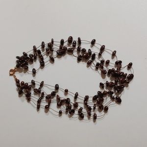 Seed Necklace, 8", brown